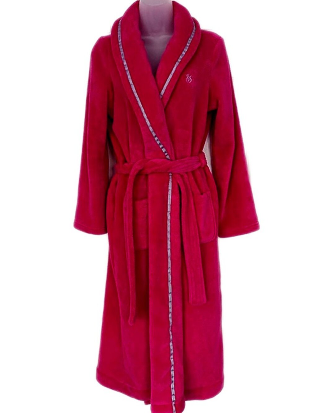Victoria's Secret Women’s Iconic Hot Pink Plush Embroidered VS Logo Long Robe S